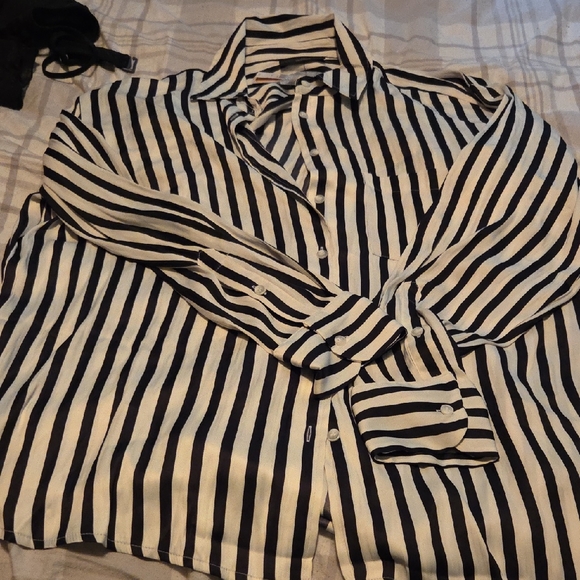 Lane Bryant Other - Lane Bryant Black and White Casual Button Down Shirt